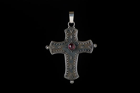 Pendant Cross Oxid With Stone 4.5 x 3.6cm