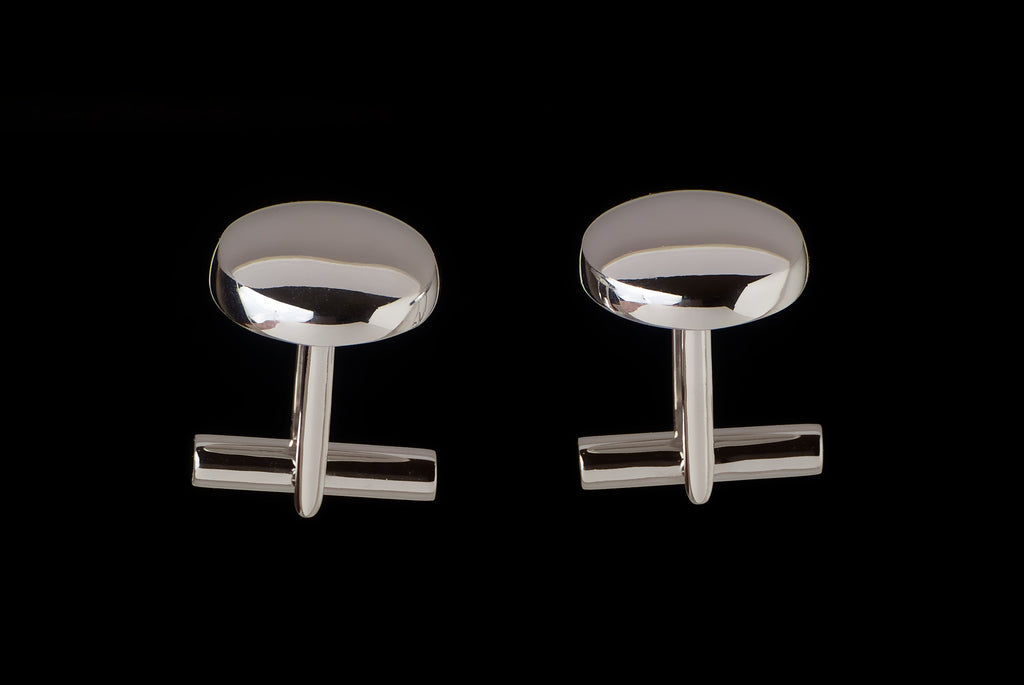 Cufflink Oval Plain - Bambu Silver Jewellry