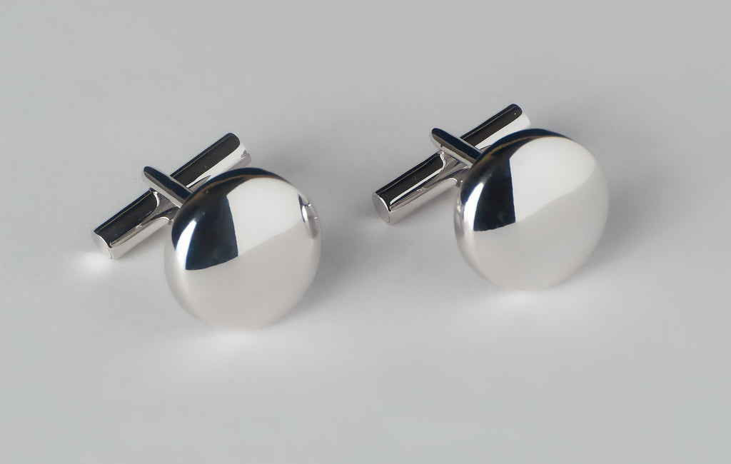 Cufflink Round Plain 17 mm ( For Man ) - Bambu Silver Jewellry