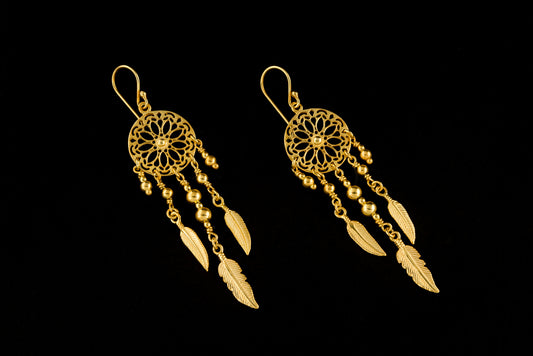 Earring Dream Catcher with Beads Feather