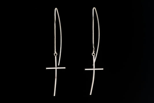 Earring Cross Chain Stick Large