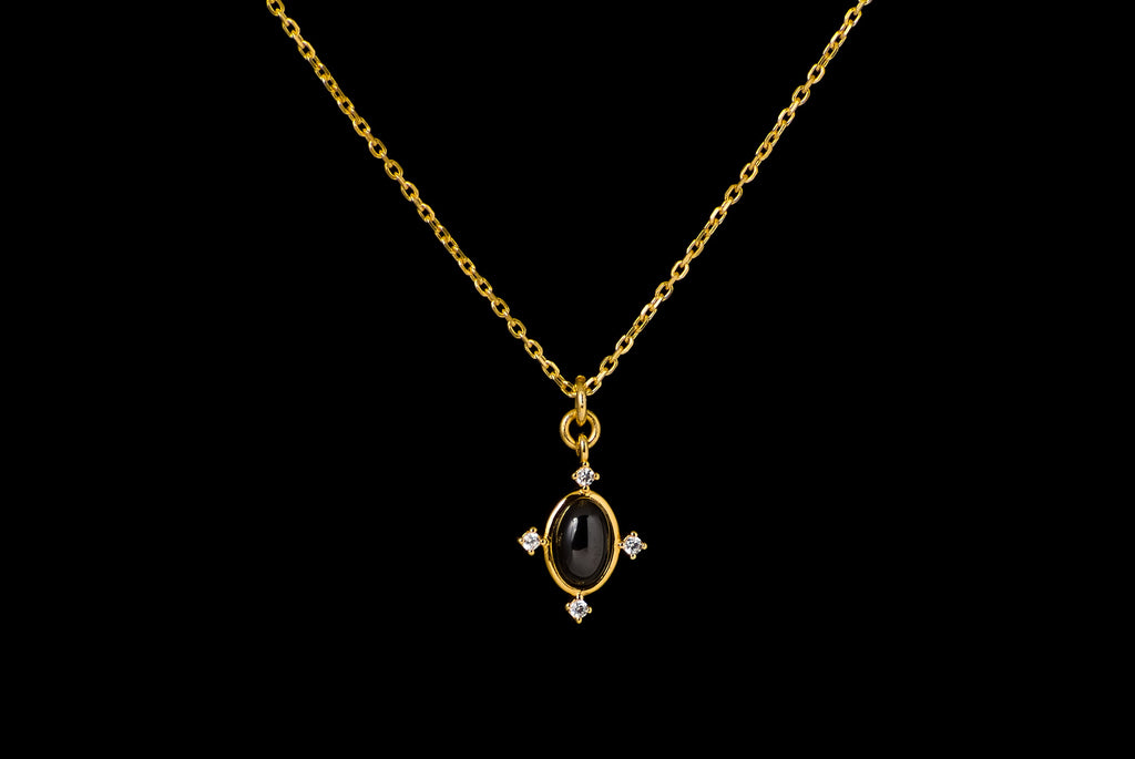 Necklace Stone Cutt 18 Gold Plated 45cm - Bambu Silver Jewellry