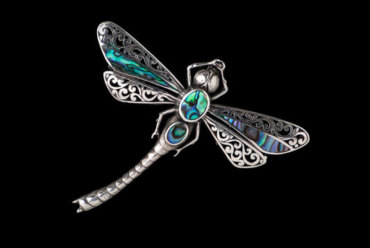 Pendant Brooch Dragonfly Abalony 6cm