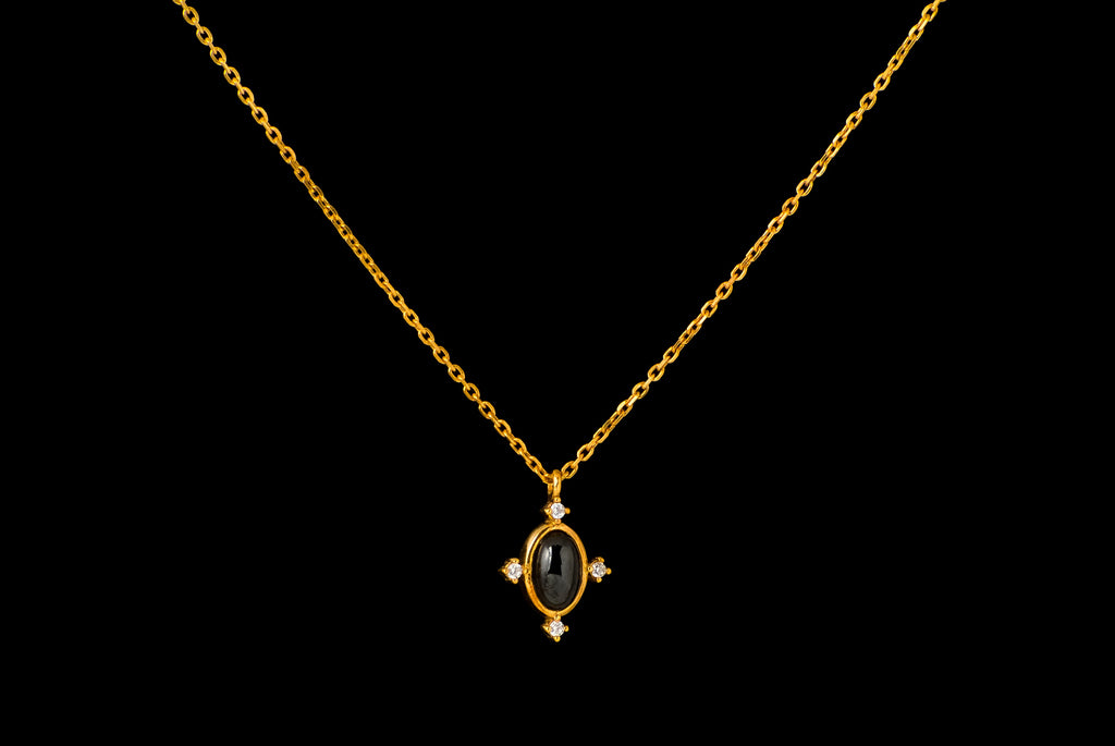 Necklace Stone Cutt 18 Gold Plated 45cm - Bambu Silver Jewellry
