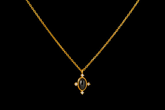 Necklace Stone Cutt 18 Gold Plated 45cm - Bambu Silver Jewellry