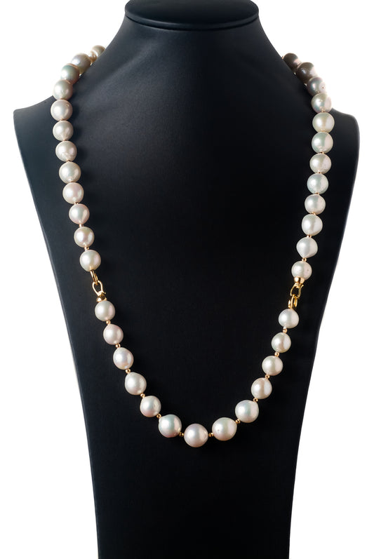 Necklace Pearl White Colour With Beads Set Bracelet 13-15mm