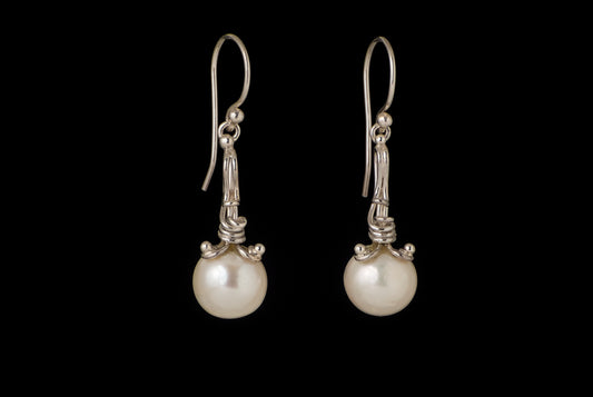 Earring Pearl Abstract Bro 9-10mm - Bambu Silver Jewellry