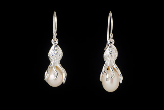 Earring Pearl Octopus 2x1cm