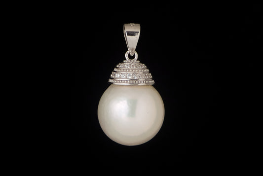 Pendant Pearl Round Zircon 19, 13-14mm