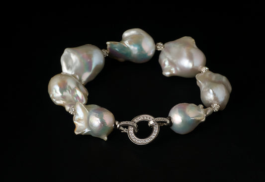 Bracelet Pearl Baroque W.Zircon Beads
