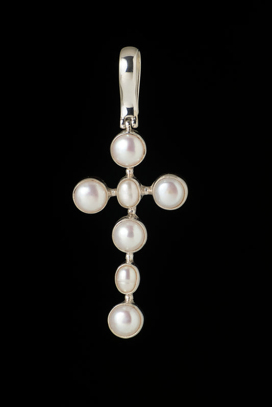 Pendant Pearl Cross Medium 7x2.8cm