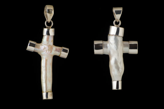 Pendant Pearl Cross Abstract 4x2.5cm