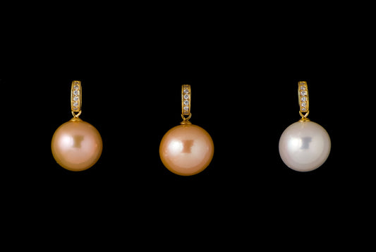 Pendant Pearl Round Mix Colour 13-14mm Gold /pcs