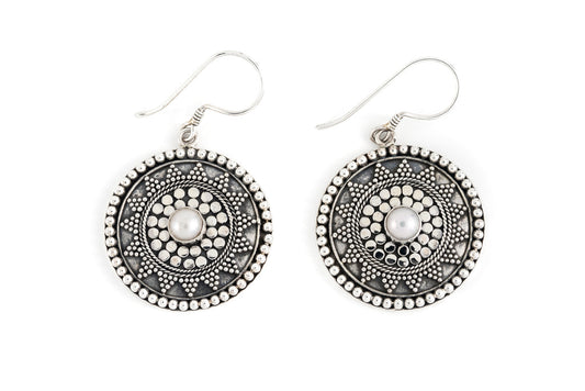 Earring Sombrero with Pearl 2.7cm