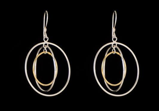 Earring Round 3 In1 Silver,Gold