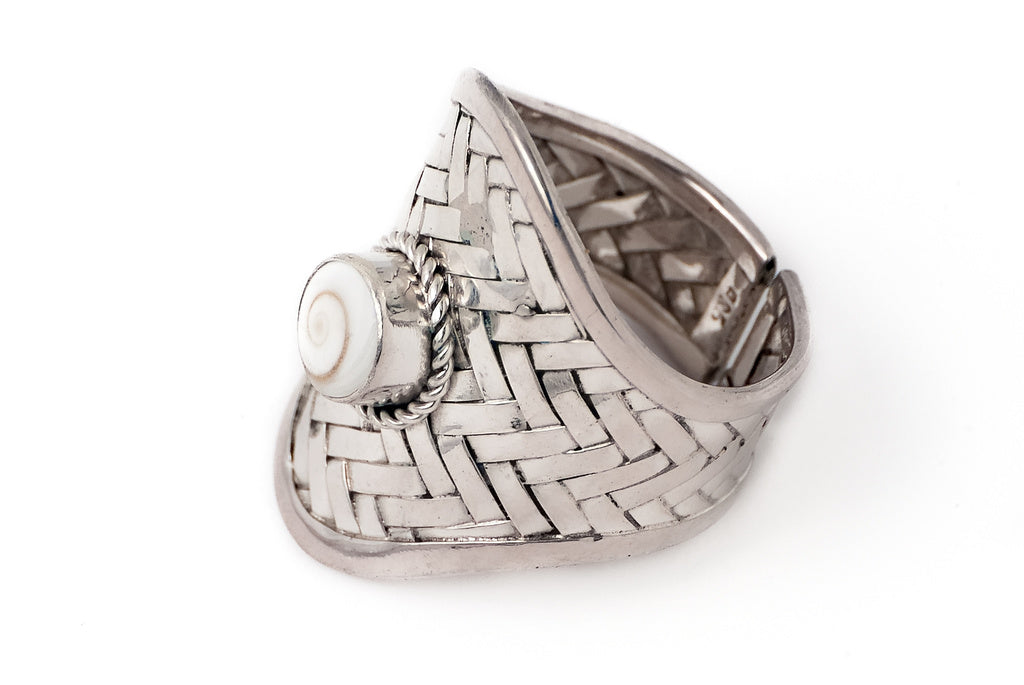 Ring Anyaman with Stone - Bambu Silver Jewellry