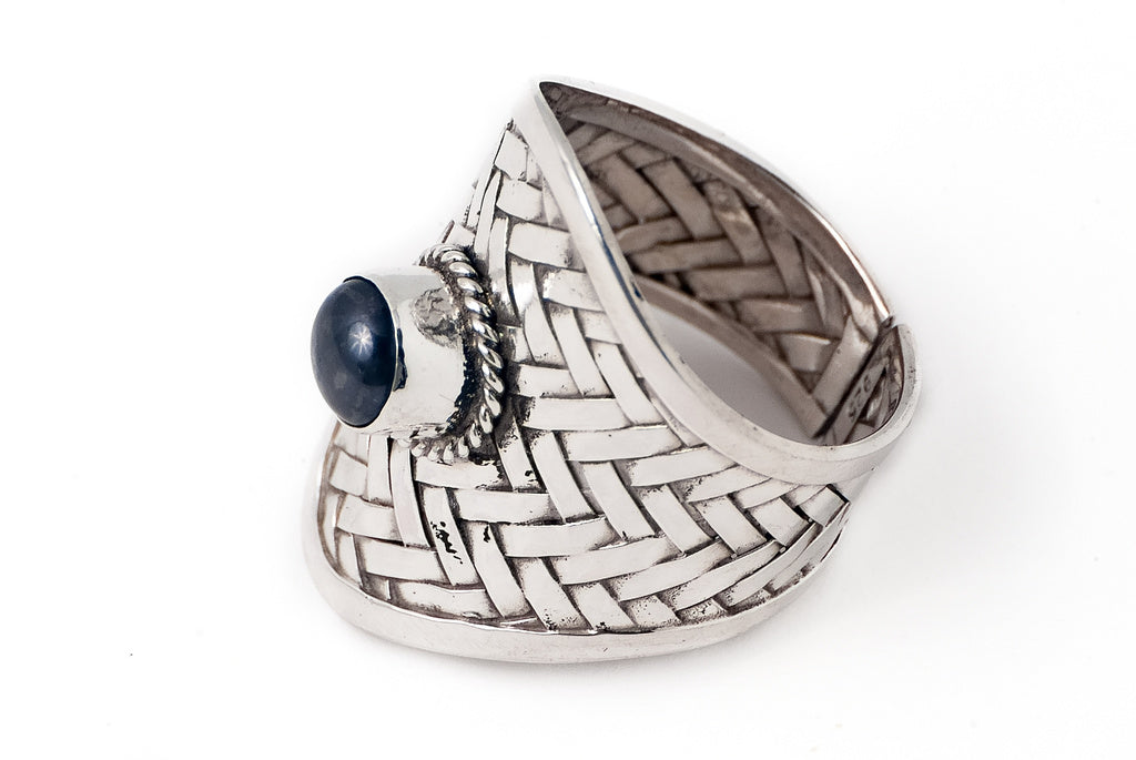 Ring Anyaman with Stone - Bambu Silver Jewellry