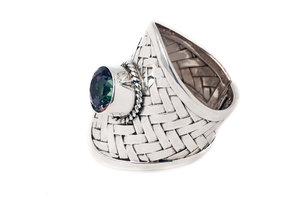 Ring Anyaman with Stone - Bambu Silver Jewellry