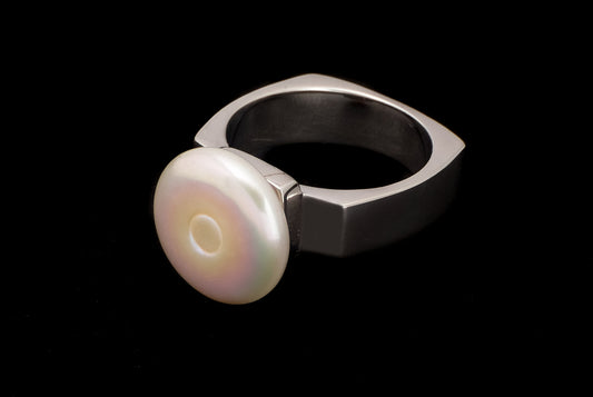 Ring Pearl Coin Vivian Big Square
