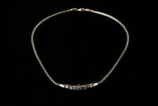 Necklace Silver Gold with Stone - Bambu Silver Jewellry