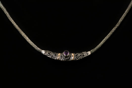 Necklace Silver Gold with Stone - Bambu Silver Jewellry