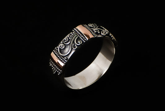 Ring Silver Gold Decor 5-6mm