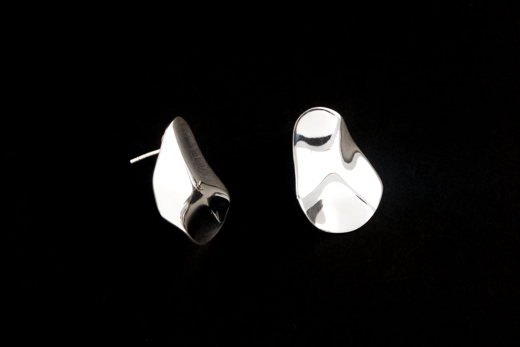 Earring Stud Abstract Plain Planet - Bambu Silver Jewellry