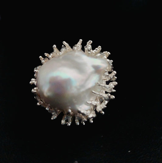 Ring Pearl Baroque Coral